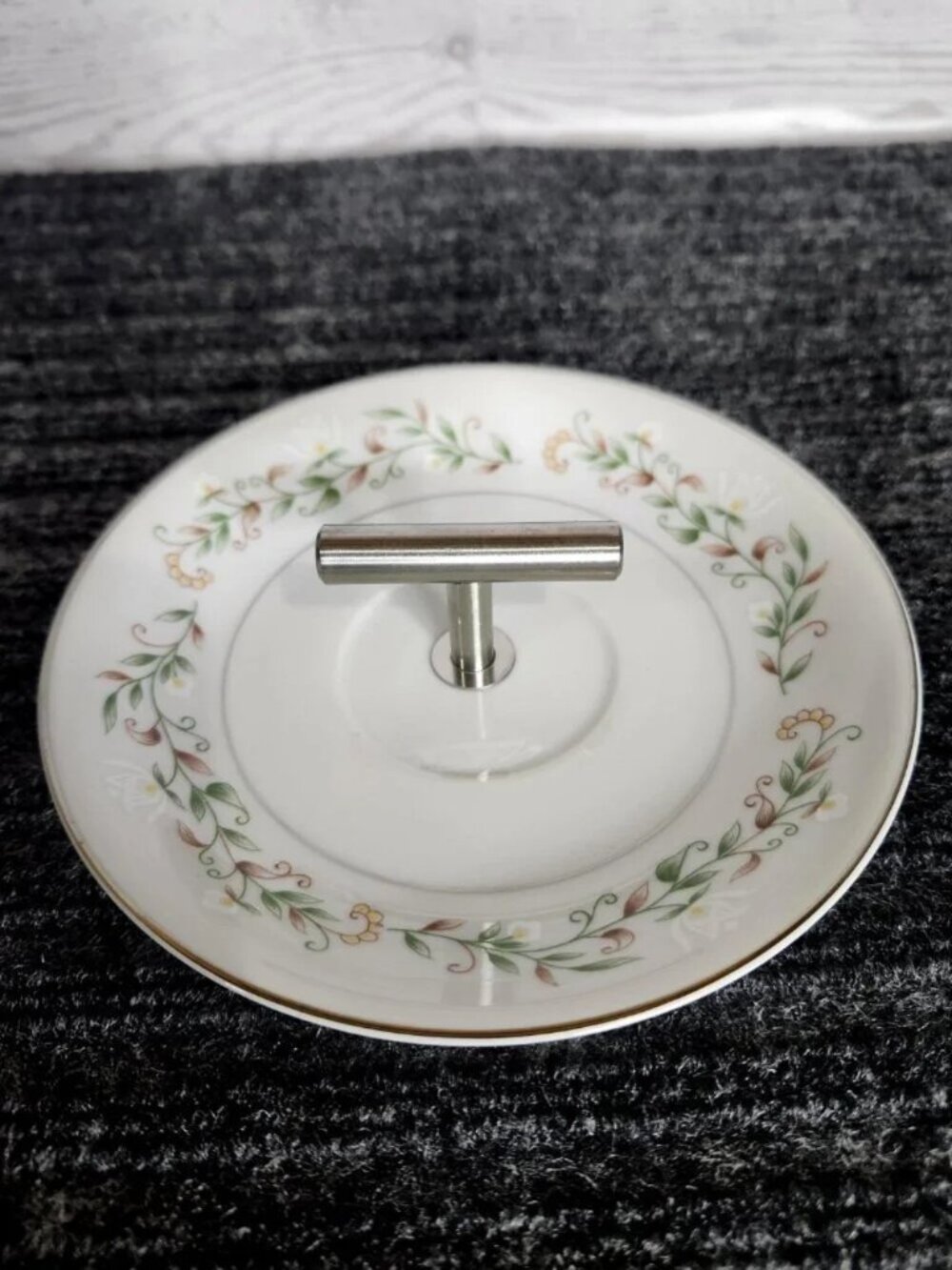 Vintage Brentwood China Ring Dish Cottonwood Floral Saucer Trinket Tray T Bar
